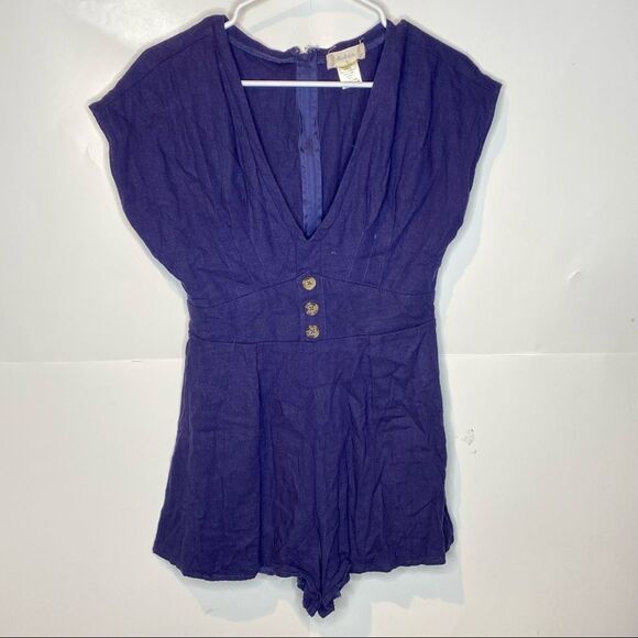 Altar'd state linem blend v neck Romper pleated S - Picture 2 of 7